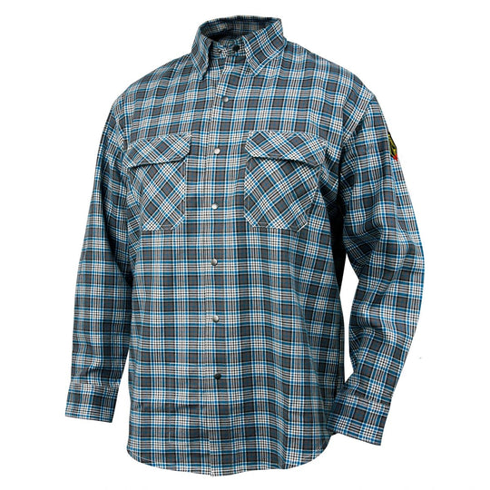 Black Stallion FS9-PGY 7 oz FR Cotton Work Shirt, Plaid