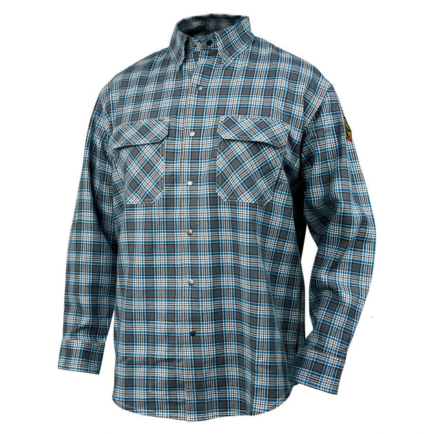 Black Stallion FS9-PGY 7 oz FR Cotton Work Shirt, Plaid