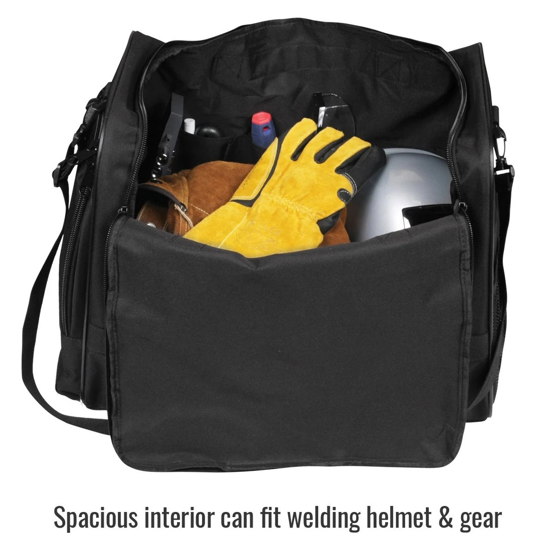 Spacious interior can fit welding helmet & gear — Black Stallion GB150 accessory
