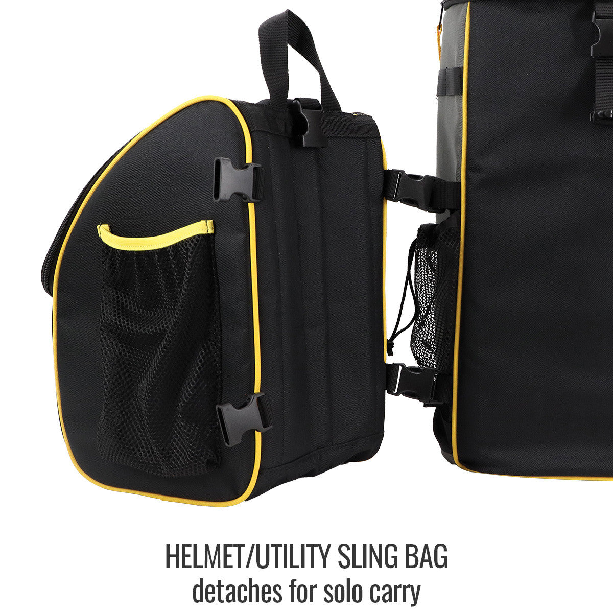 Helmet/utility Sling Bag detaches for solo carry — Black Stallion GB300 accessory