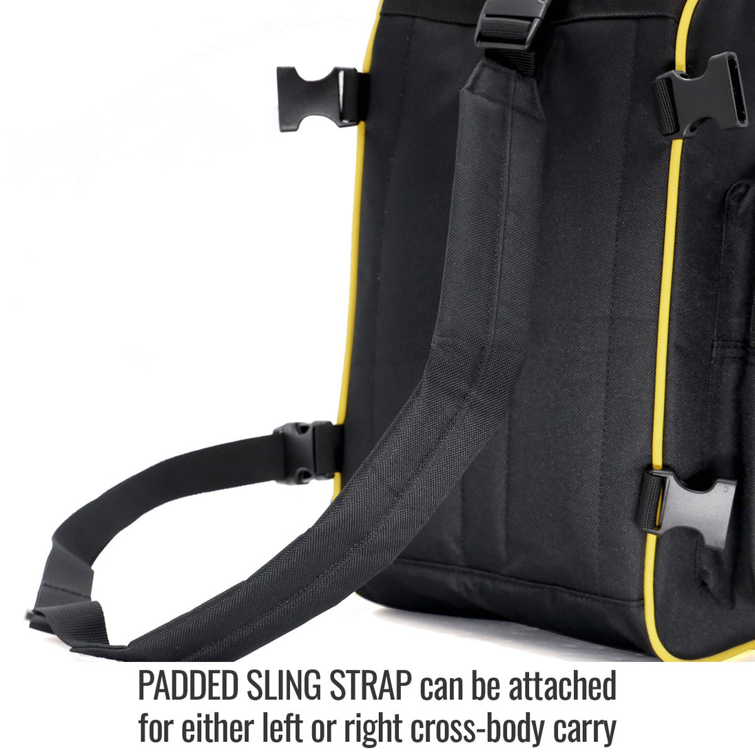 Padded Sling Strap can be attached for either left or right cross-body carry — Black Stallion GB350 utility bag