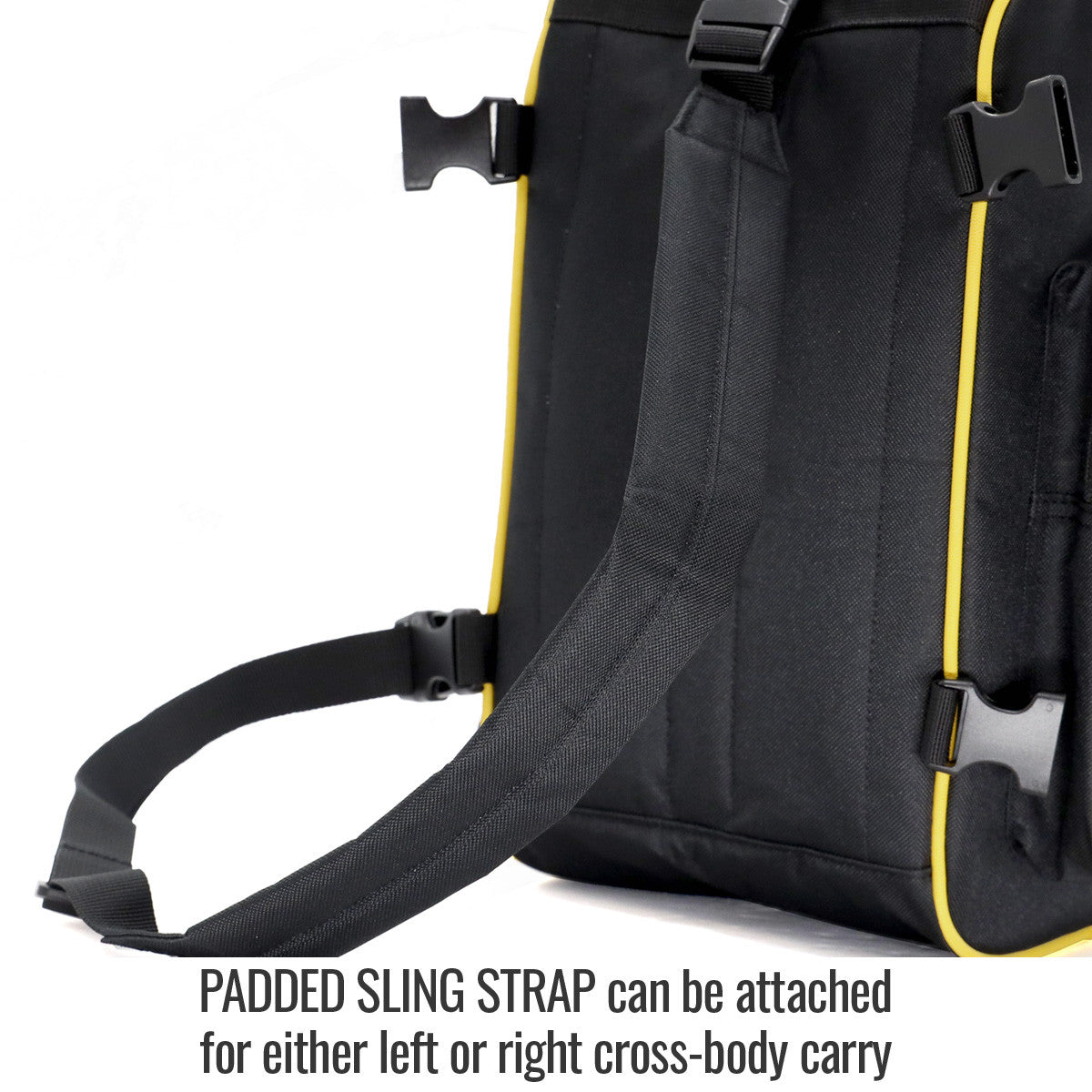 Padded Sling Strap can be attached for either left or right cross-body carry — Black Stallion GB350 utility bag