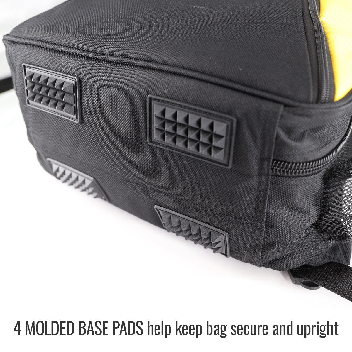 Molded base pads keep bag secure and upright — Black Stallion GB400 accessory