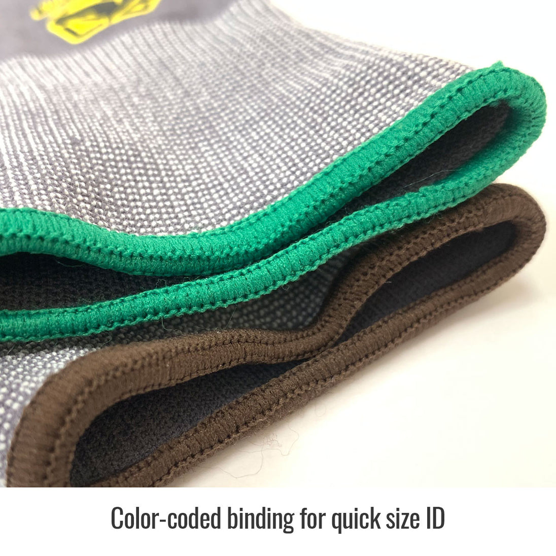 Color-coded binding for quick size ID — Black Stallion GC1526-GB dots glove
