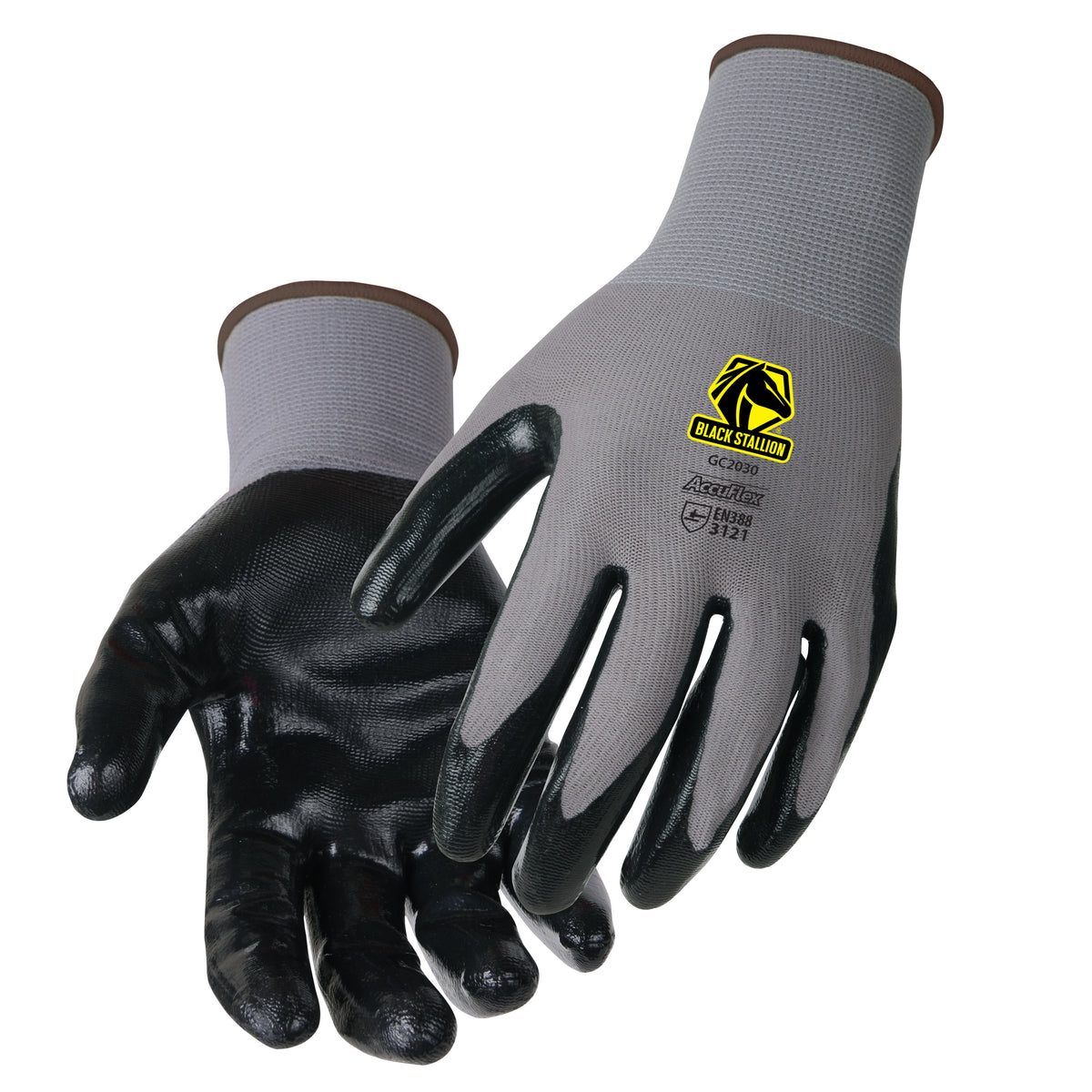 Black Stallion GC2030-GY 13G Nitrile Coated Palm Nylon Knit Gloves