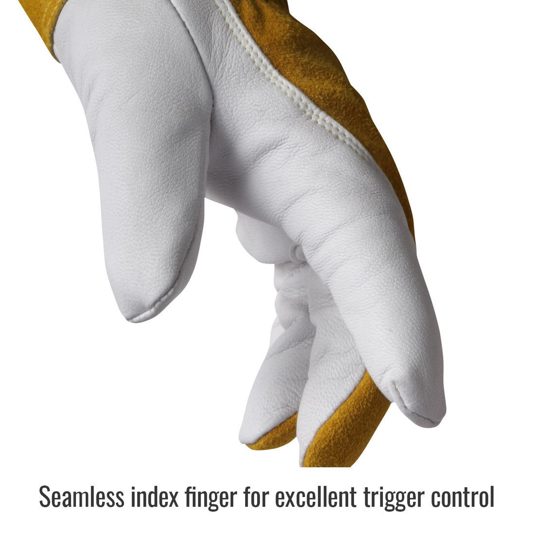 Seamless index finger for excellent trigger control — Black Stallion GM1510-WT mig glove