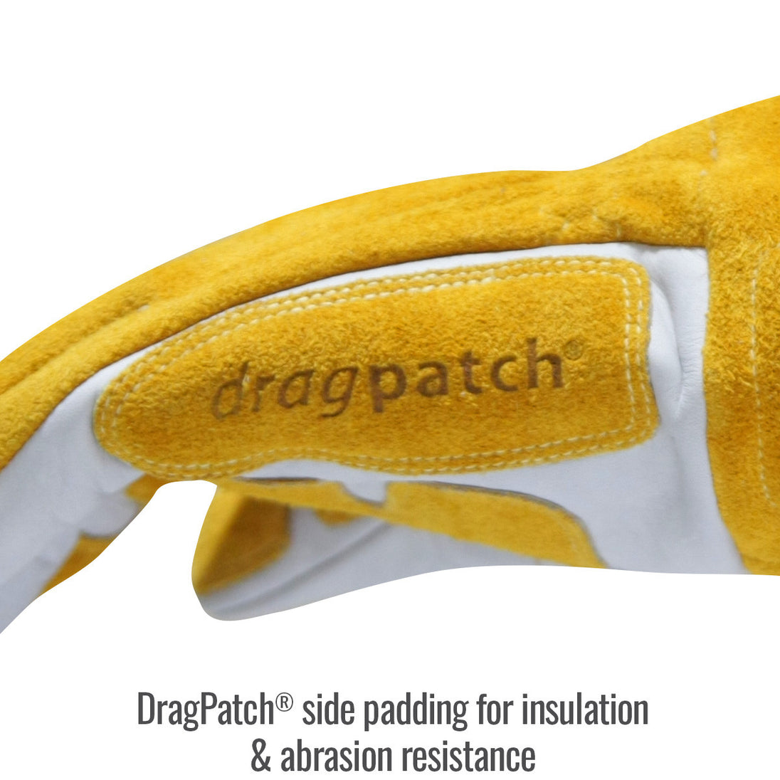 DragPatch® side padding for insulation & abrasion resistance — Black Stallion GM1611-WT mig glove