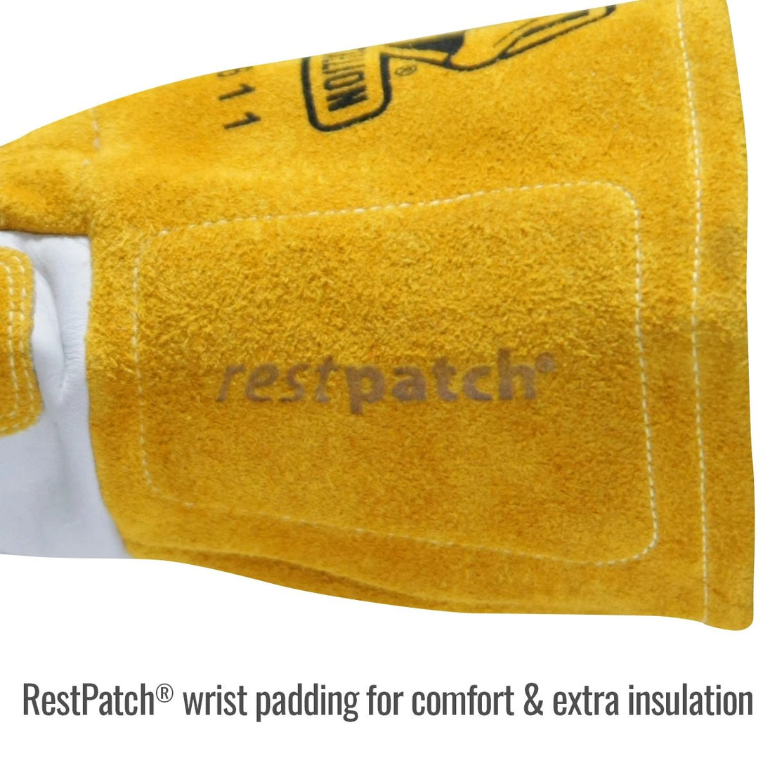 RestPatch® wrist padding — Black Stallion GM1611-WT mig glove