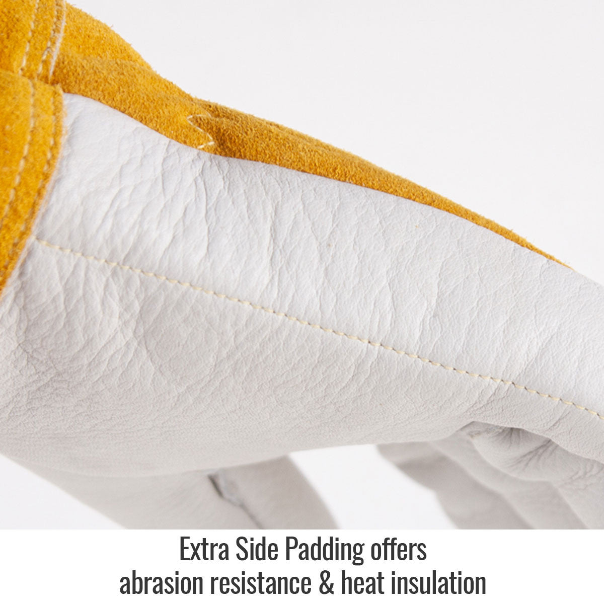 Extra Side Padding offers abrasion resistance & heat insulation — Black Stallion GM1615-WT welding gloves