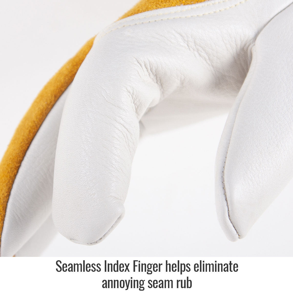Seamless Index Finger helps eliminate annoying seam rub — Black Stallion GM1615-WT welding gloves