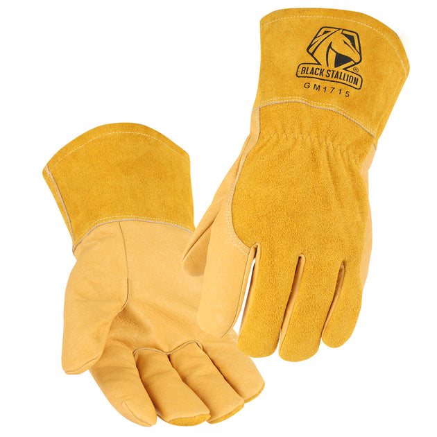 Black Stallion GM1715-TT Grain Pigskin Palm, Cowhide Back MIG Welding Gloves