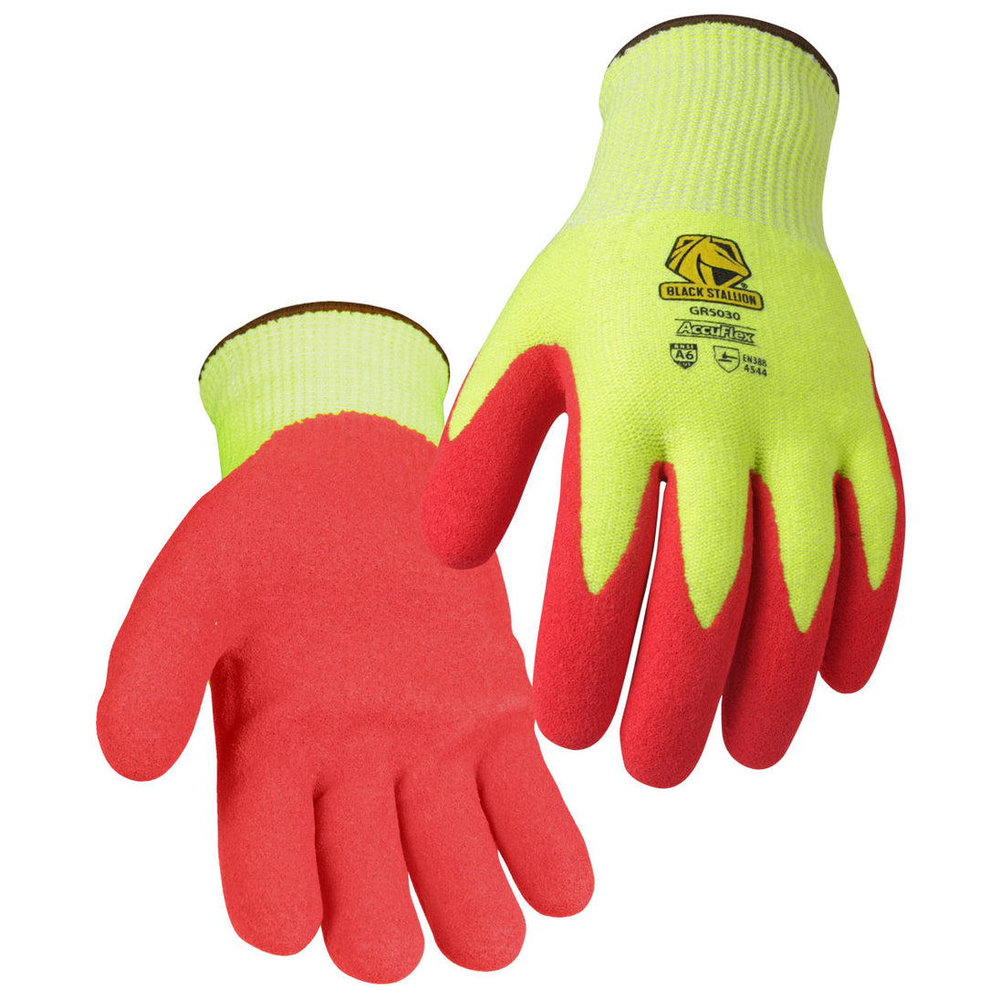 Black Stallion GR5030-HR A6 Cut Resistant Sandy Nitrile Coated 13G hi, Vis HPPE Blend Glove