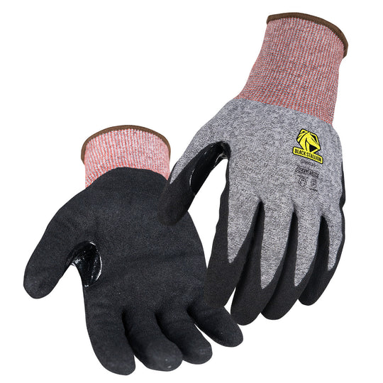 Black Stallion GR6030-GB A6 Cut Resistant Sandy Nitrile Coated 18G HPPE Blend Glove