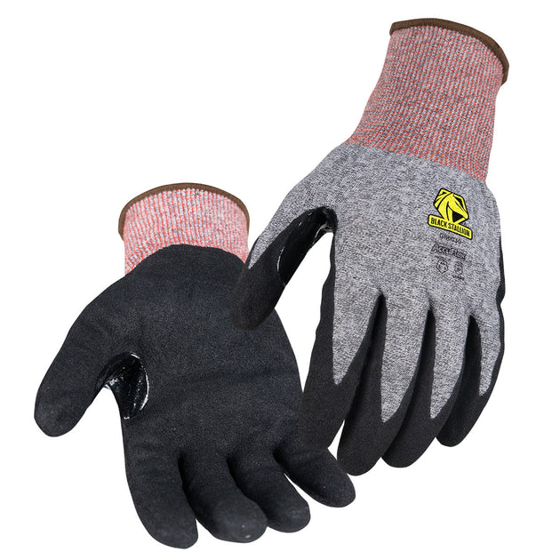 Black Stallion GR6030-GB A6 Cut Resistant Sandy Nitrile Coated 18G HPPE Blend Glove