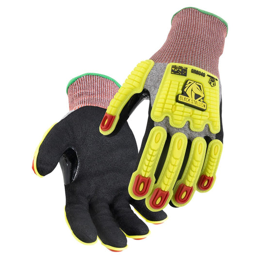 Black Stallion GR6040-GB A6 Cut Resistant And Impact Sandy Nitrile Coated 18G HPPE Blend Glove