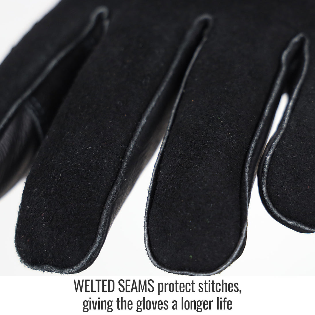 Welted Seams protect stitches, giving the gloves a longer life — Black Stallion GS3030-BK stick glove