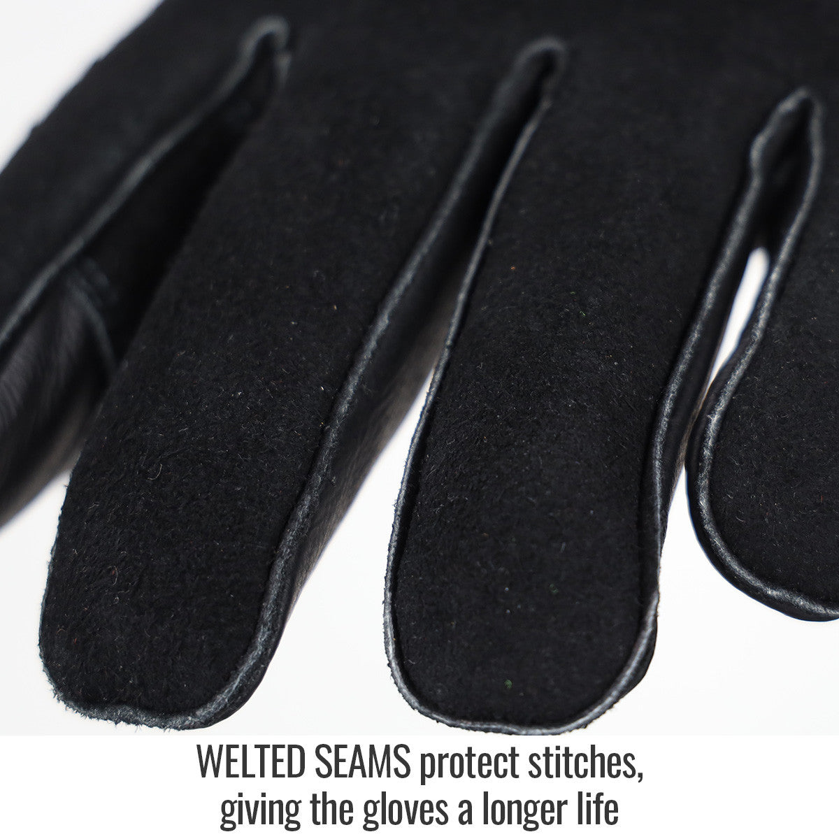 Welted Seams protect stitches, giving the gloves a longer life — Black Stallion GS3030-BK stick glove