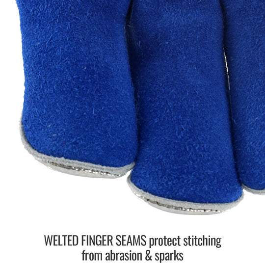 Welted Finger Seams protect stitching from abrasion & sparks — Black Stallion GS4025-AB welding glove