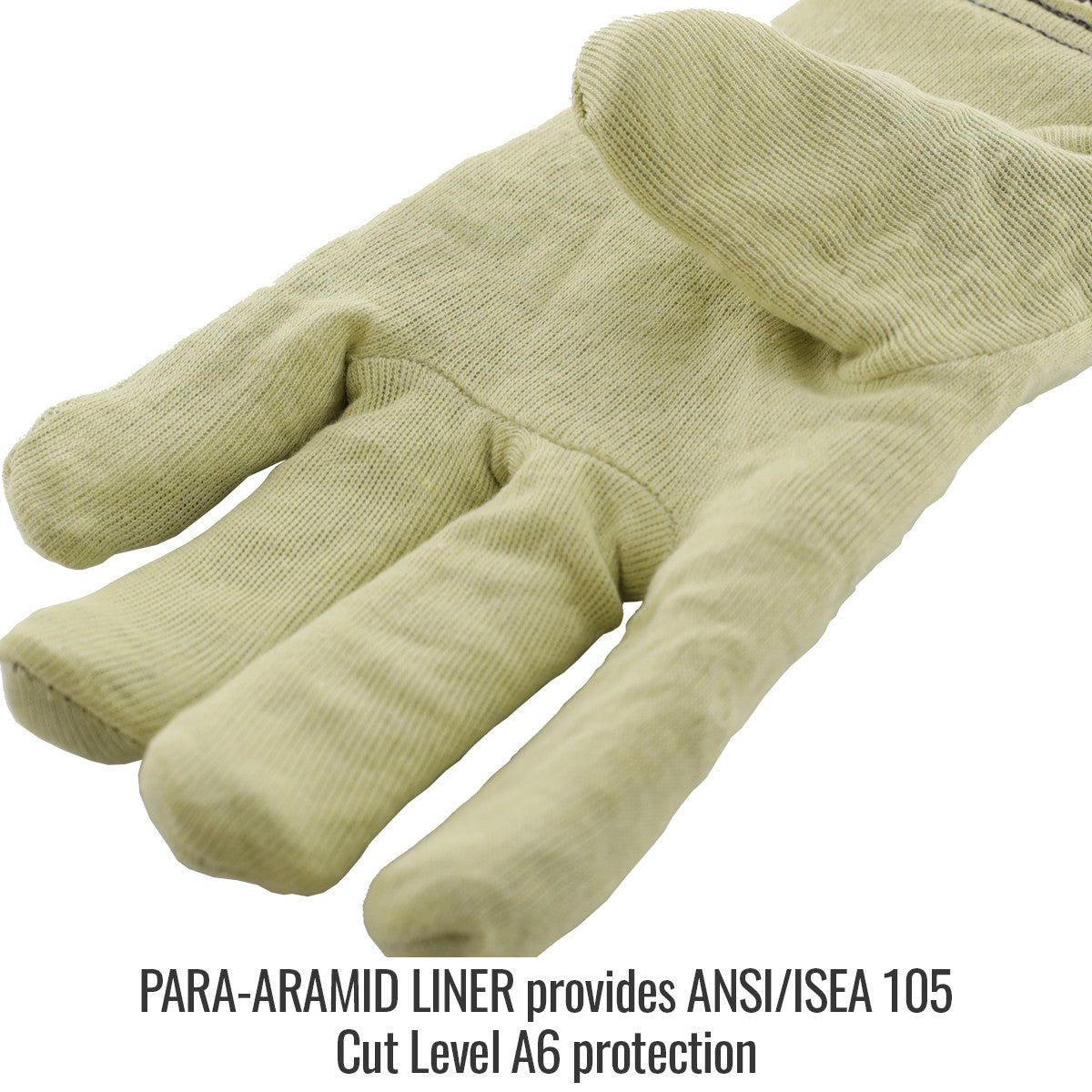 Para-aramid Liner provides ANSI/ISEA 105 Cut Level A6 protection — Black Stallion GX3025-BW ergonomic gloves