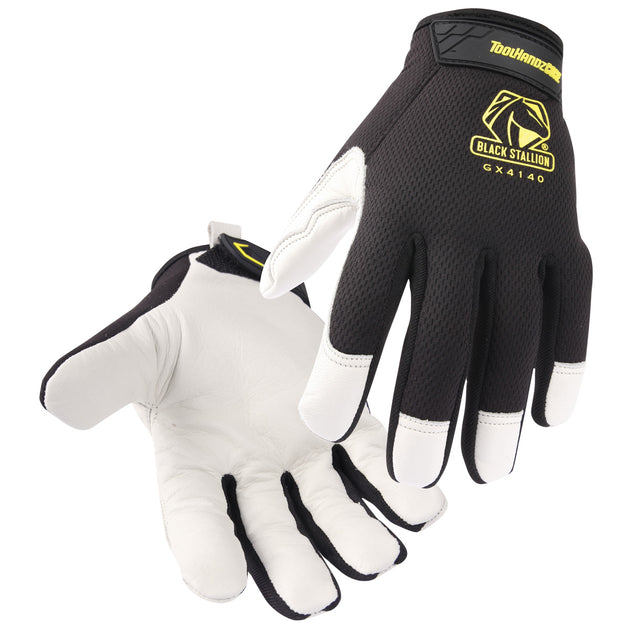 Black Stallion GX4140-BW Toolhandz® Core Cow Grain Leather Palm Ergonomic Gloves