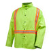 Black Stallion JF1010-LM 9 oz FR Cotton 30 Inch Jacket With Triple Reflective, Lime Green