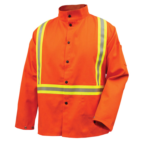 Black Stallion JF1010-OR 9 oz FR Cotton 30 Inch Jacket With Triple Reflective, Orange