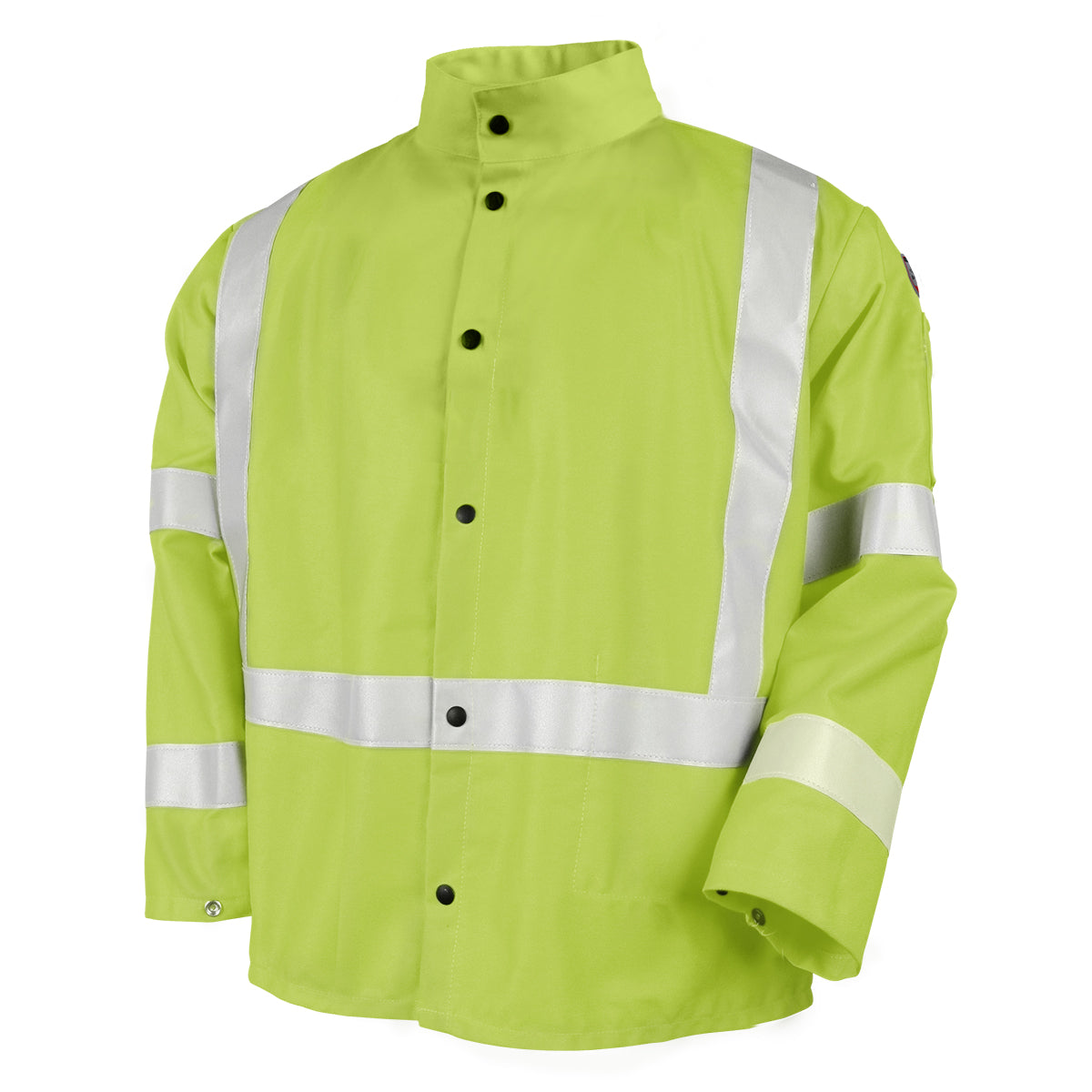 Black Stallion JF1012-LM 9 oz FR Cotton 30 Inch Jacket With Silver Reflective, Lime Green