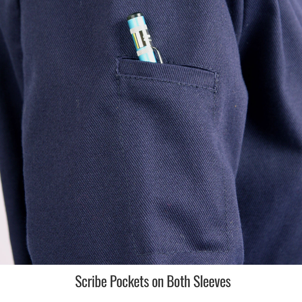 Scribe Pockets on Both Sleeves — Black Stallion JF1015-NB welding jacket