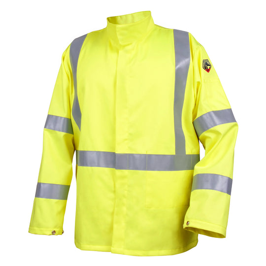Black Stallion JF1117-HY 9 oz FR Cotton Jacket With Silver Reflective (NFPA 70E), ANSI hi, Vis