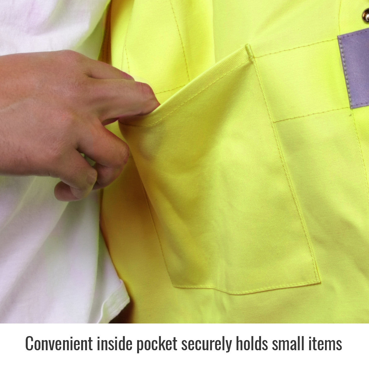 Convenient inside pocket securely holds small items — Black Stallion JF1117-HY cotton jacket