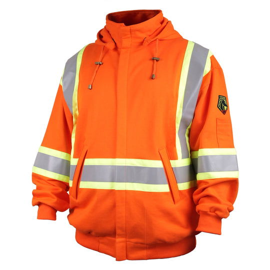 Black Stallion JF1332-OR 12oz FR Hooded Sweatshirt Refelective (NFPA 2112 / 70E), Orange