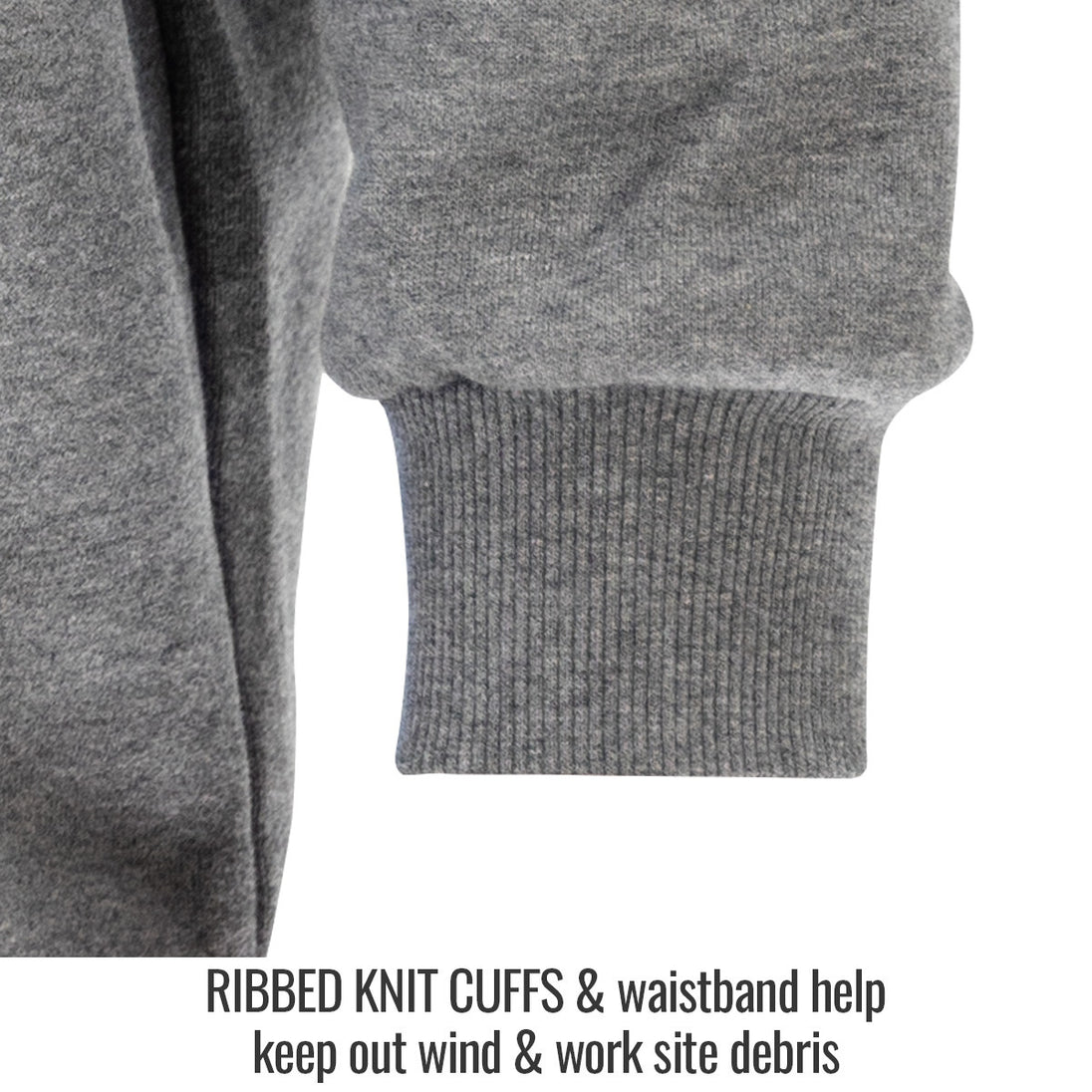 Waistband help keep out wind & work site debris — Black Stallion JF1340-GY FR garment