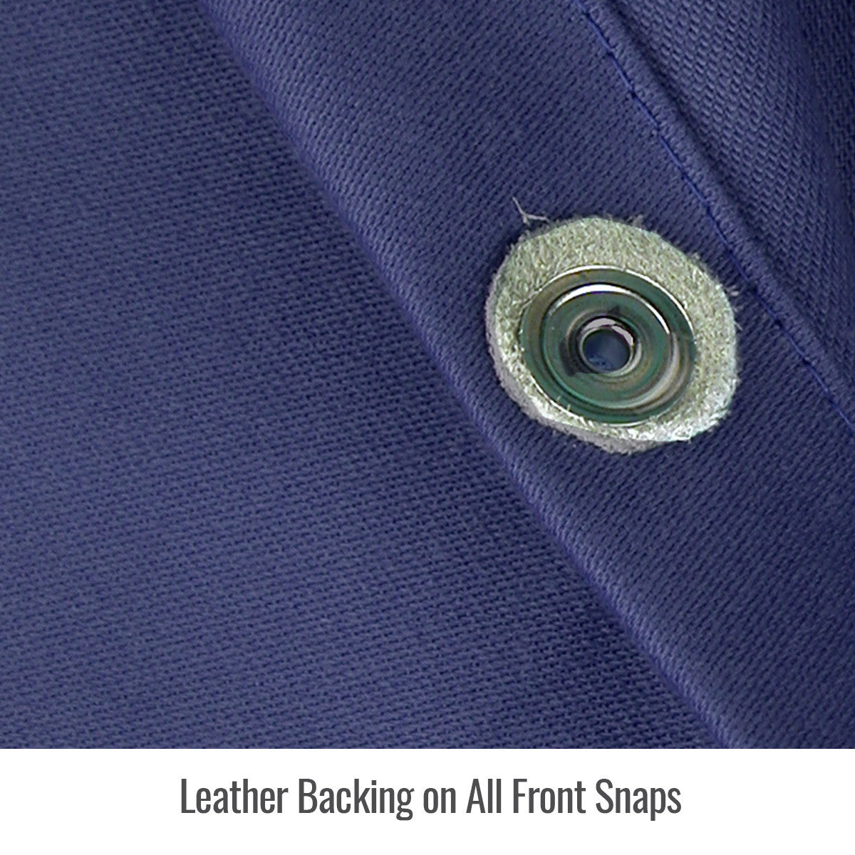 Leather Backing on All Front Snaps — Black Stallion JF1625-NG welding jacket