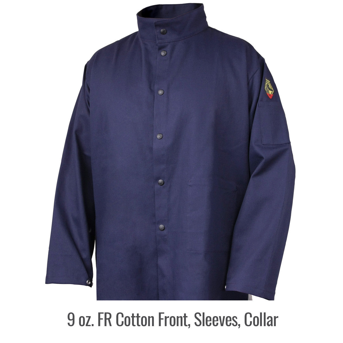 Oz. FR Cotton Front, Sleeves, Collar (view 2) — Black Stallion JF1625-NG welding jacket