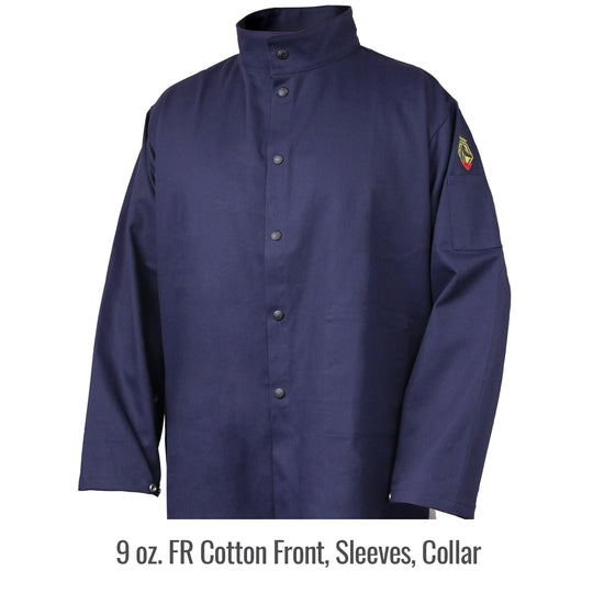 Oz. FR Cotton Front, Sleeves, Collar — Black Stallion JF1625-NG welding jacket