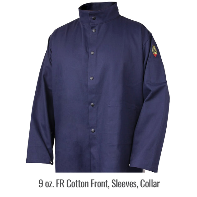 Oz. FR Cotton Front, Sleeves, Collar — Black Stallion JF1625-NG welding jacket