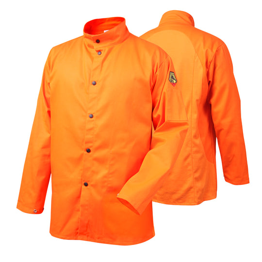Black Stallion JF1625-OR Stretch, Back FR Cotton 32" Welding Jacket, Orange