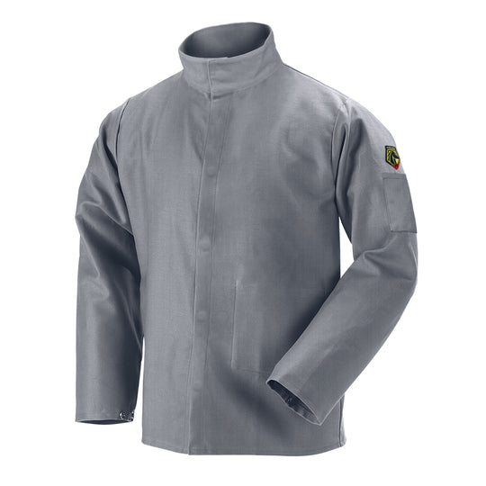 Black Stallion JF2220-GY 9 oz Deluxe FR Cotton Welding Jacket (NFPA 2112 / 70E), Gray