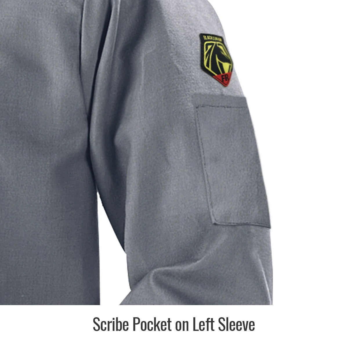 Scribe Pocket on Left Sleeve — Black Stallion JF2220-GY welding jacket