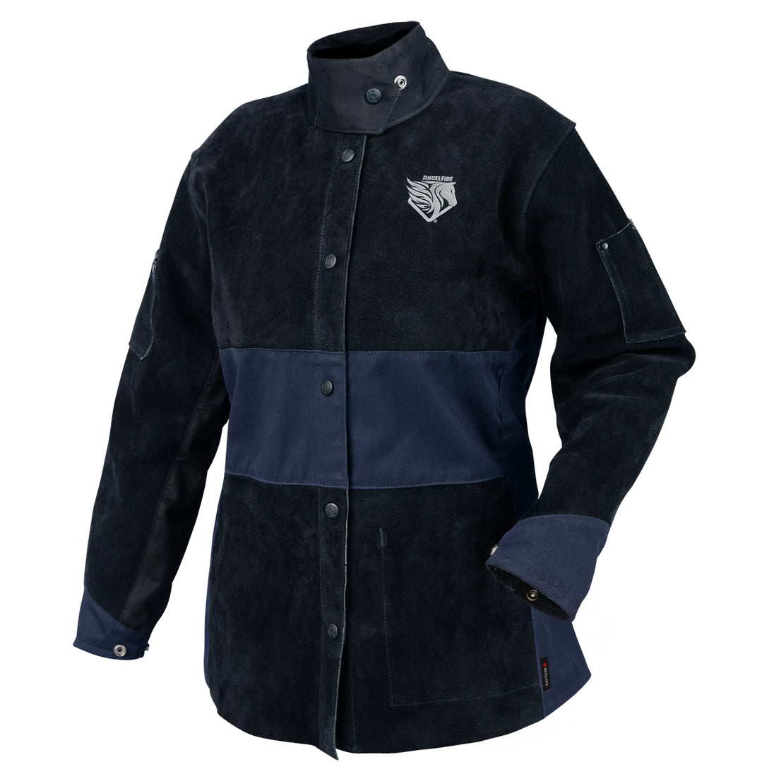 Black Stallion JH1515-NB Angelfire Women 9 oz FR Hybrid Jacket With Split Cowhide Sleeves, Navy/Black