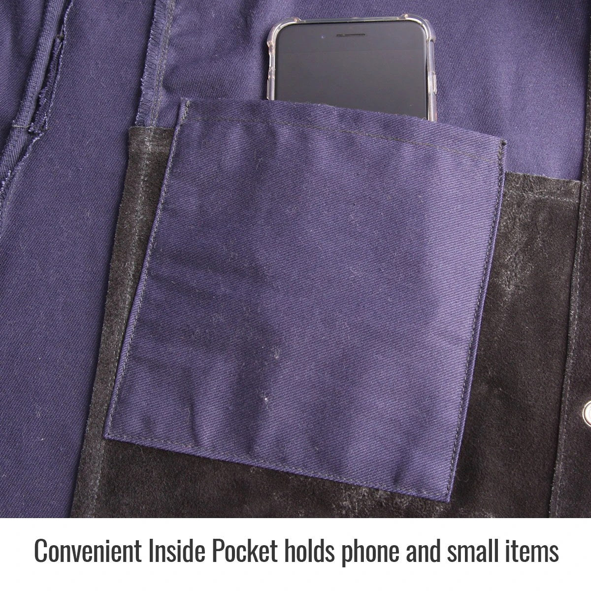 Convenient Inside Pocket holds phone and small items — Black Stallion JH1515-NB hybrid jacket