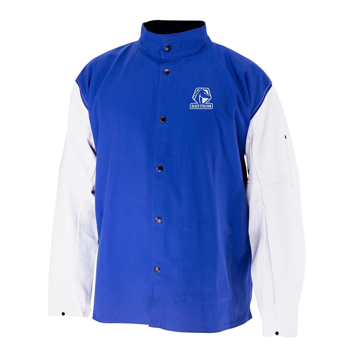 Black Stallion JH3010-RB 9 oz FR Hybrid Jacket With Goat Grain Sleeve, Royal Blue