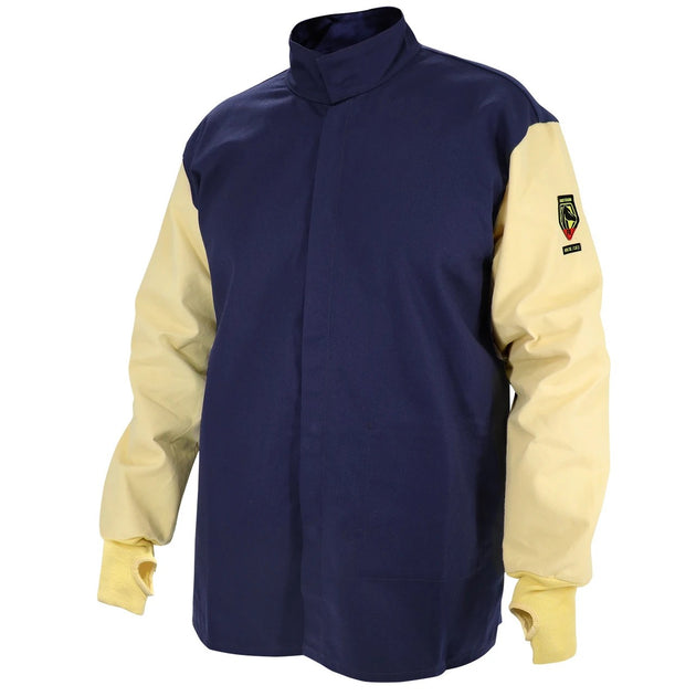 Black Stallion JH3025-NY 9 oz FR Special Hybrid Jacket With Para, Aramid Sleevs, Navy/Yellow