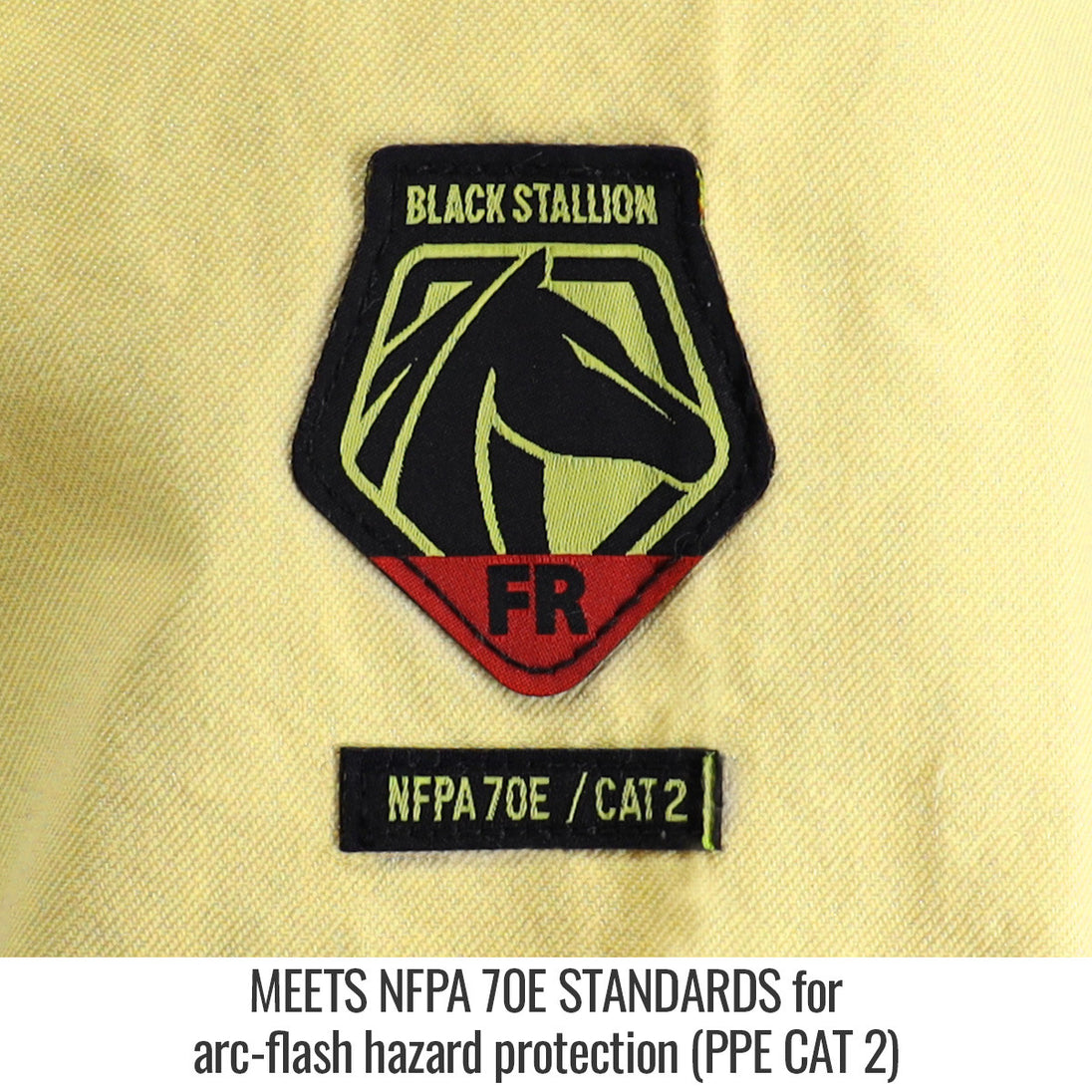 NFPA 2112 / CAT 2 Meets NFPA 70E Standards for arc-flash hazard protection (ppe Cat 2) — Black Stallion JH3025-NY hybrid jacket