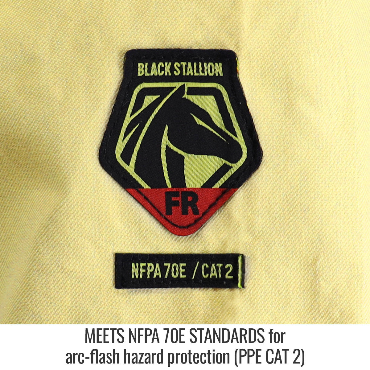 NFPA 2112 / CAT 2 Meets NFPA 70E Standards for arc-flash hazard protection (ppe Cat 2) — Black Stallion JH3025-NY hybrid jacket