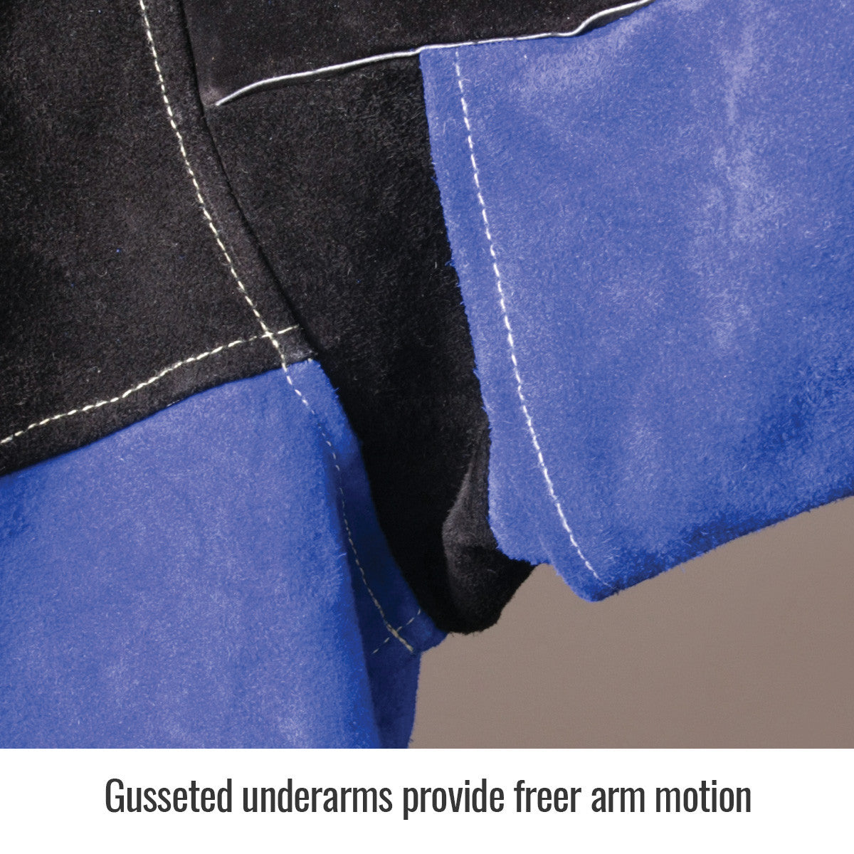 Gusseted underarms provide freer arm motion — Black Stallion JL1030-BB welding jacket