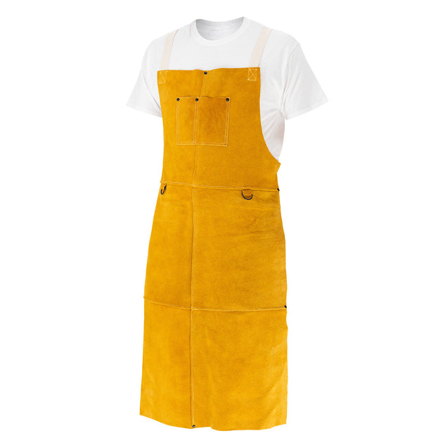Black Stallion JL1542-TN Rugged Split Cowhide Leather 42 Inch Welding Bib Apron
