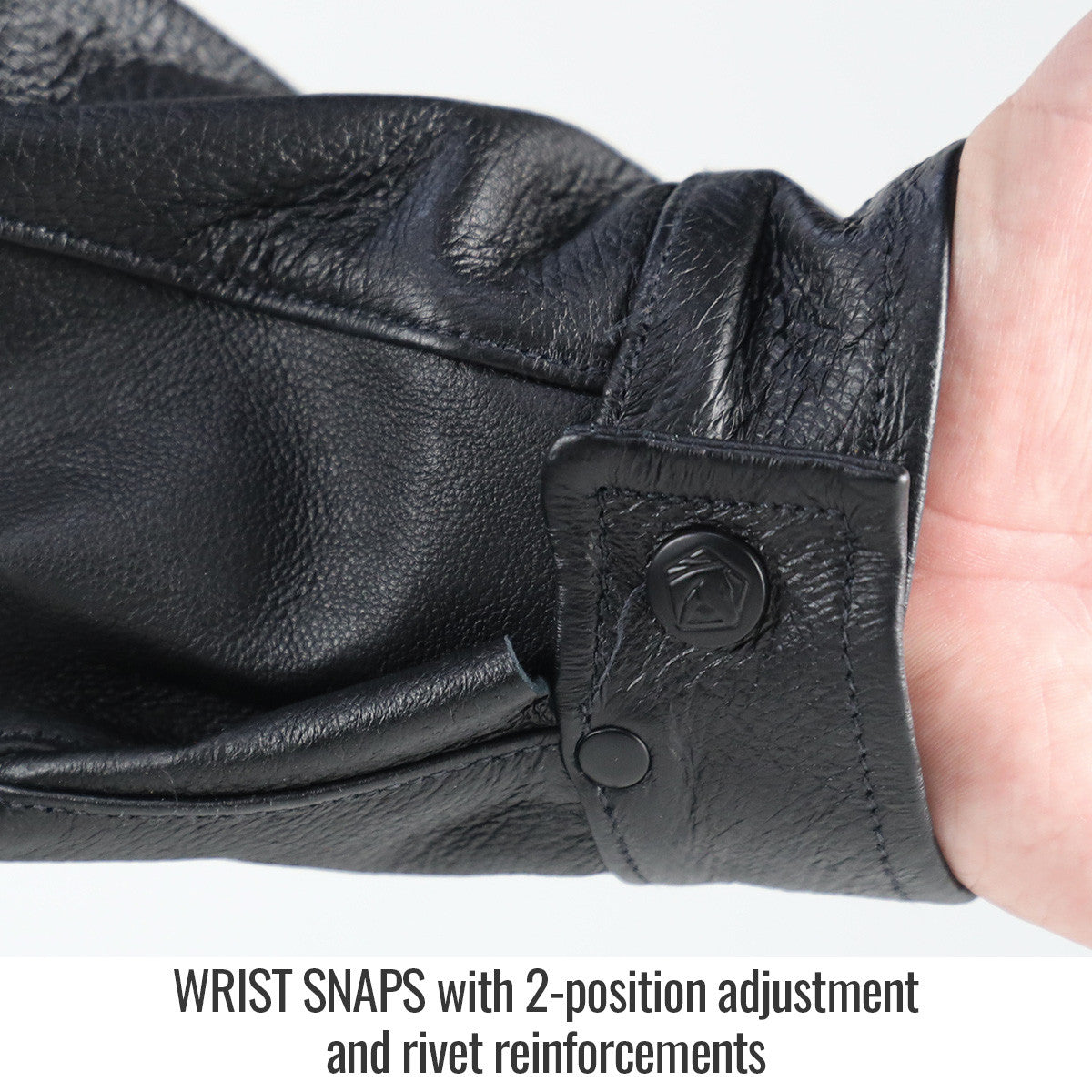 Wrist Snaps with 2-position adjustment and rivet reinforcements — Black Stallion JL2035-BK welding jacket