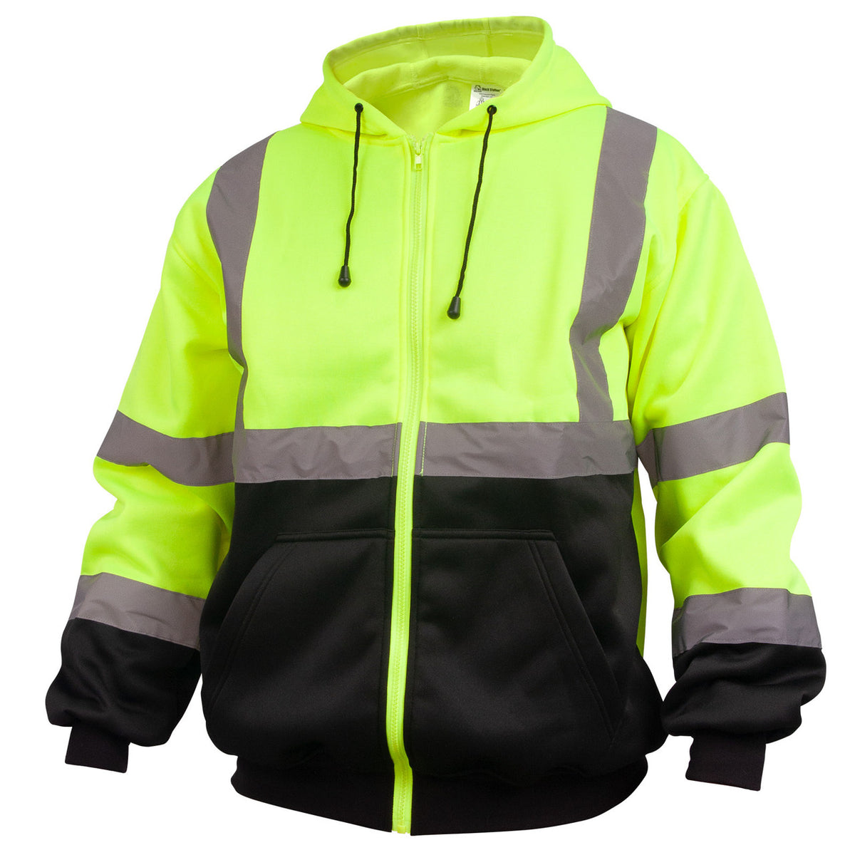 Black Stallion JS3050-LB Hi-Vis Class 3 Poly Fleece Full-Zip Hooded Sweatshirt
