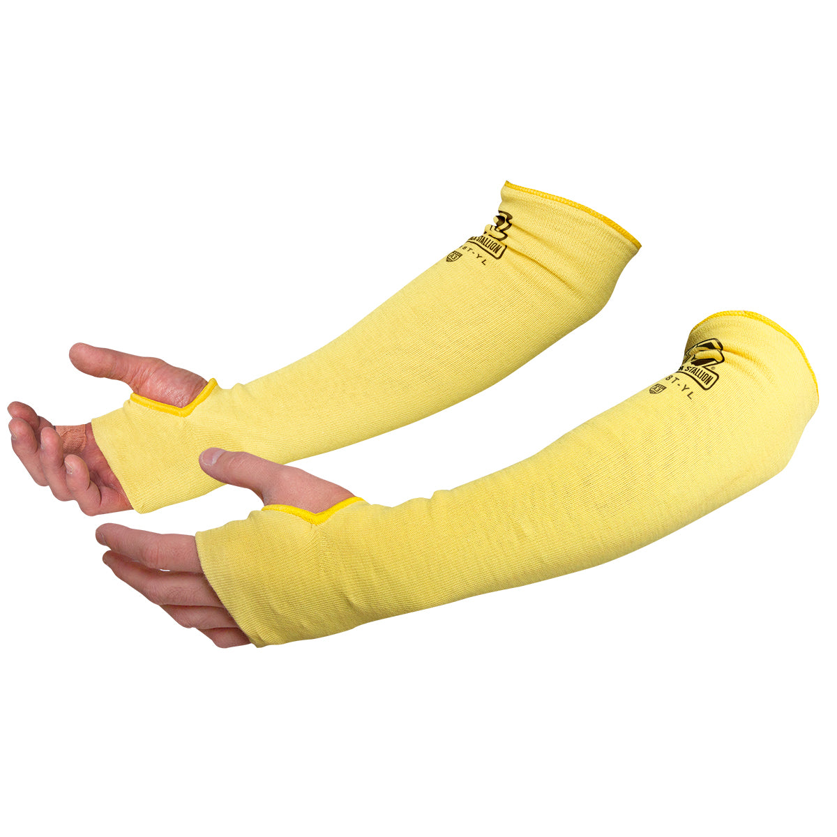 Black Stallion KS-18T-YL 18 Inch Thumb, Notched Para Aramid Knit Sleeve (Pair)